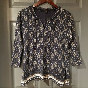 Lucky Brand Three Quarter Length Sleeve Blouse Size Small